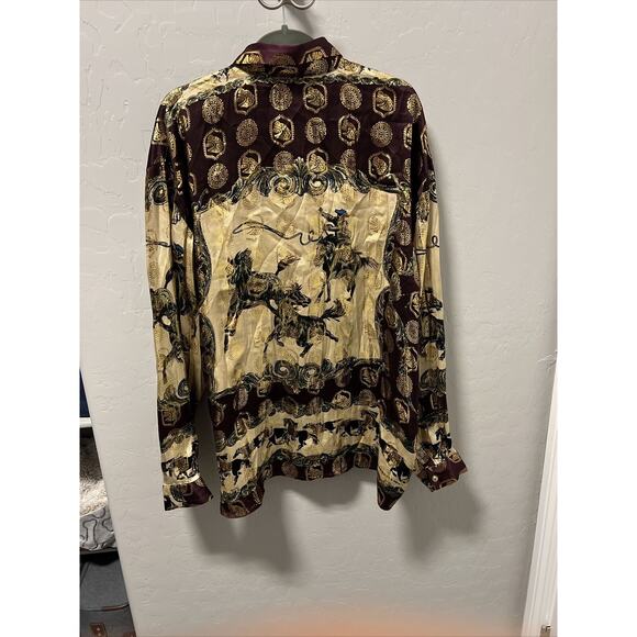 Metallic Silk by P.E.K imports Cowboy Horses Multi Color size Mens XL VINTAGE - Picture 2 of 16